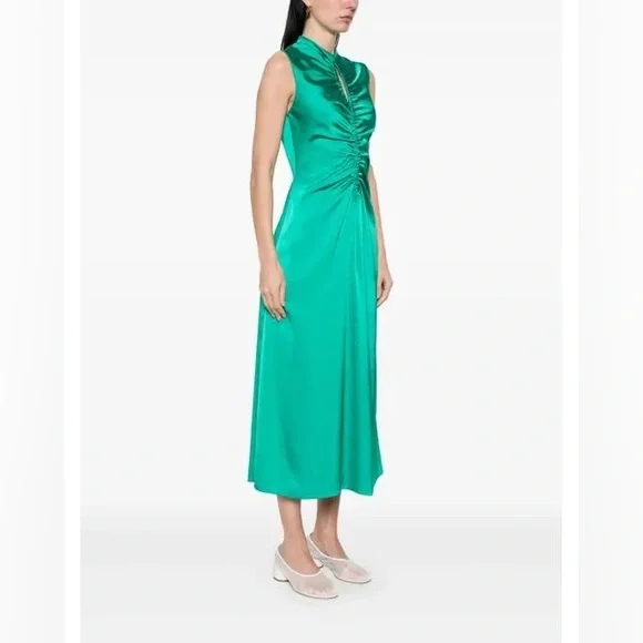 Sandro DRAPED SATIN-EFFECT DRESS - Picture 5 of 7